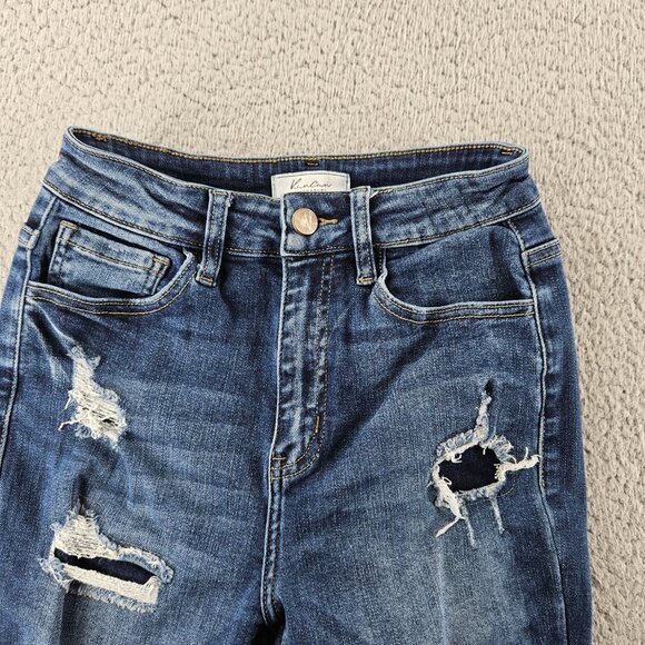 KanCan Jeans Womens 25 Blue Kurvy Ultra High Rise Ankle Skinny Distressed Denim - Picture 2 of 16